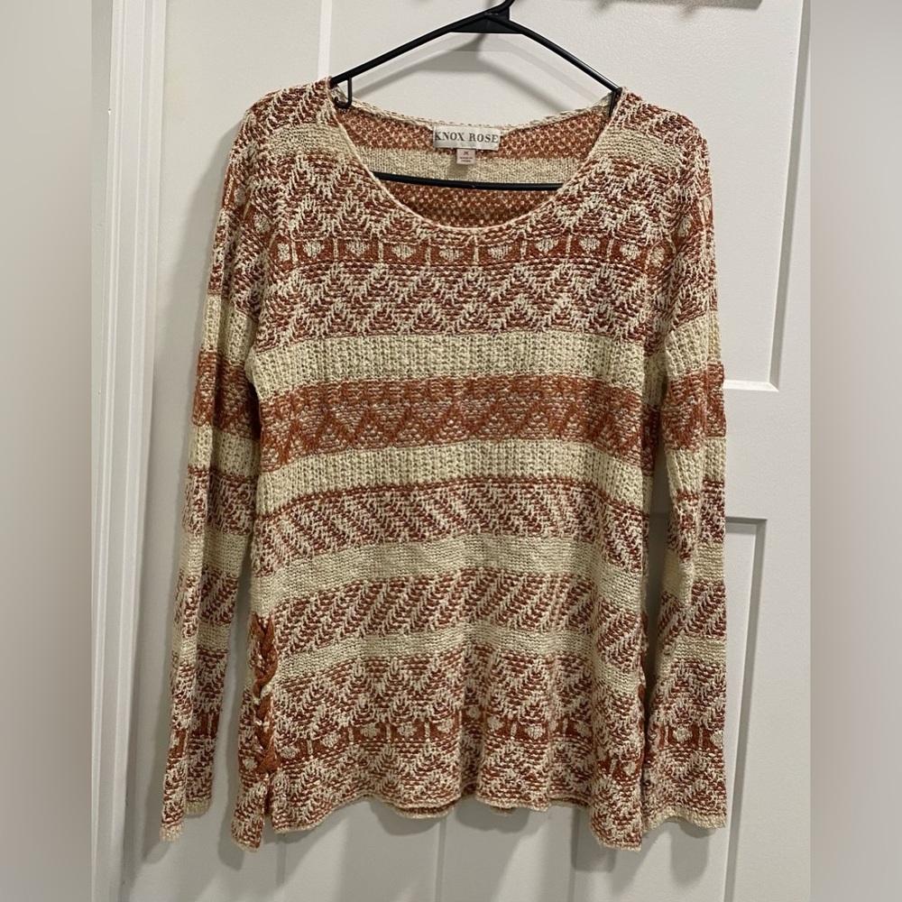 Knox Rose Striped Scoop Neck Long Sleeve.  Size M